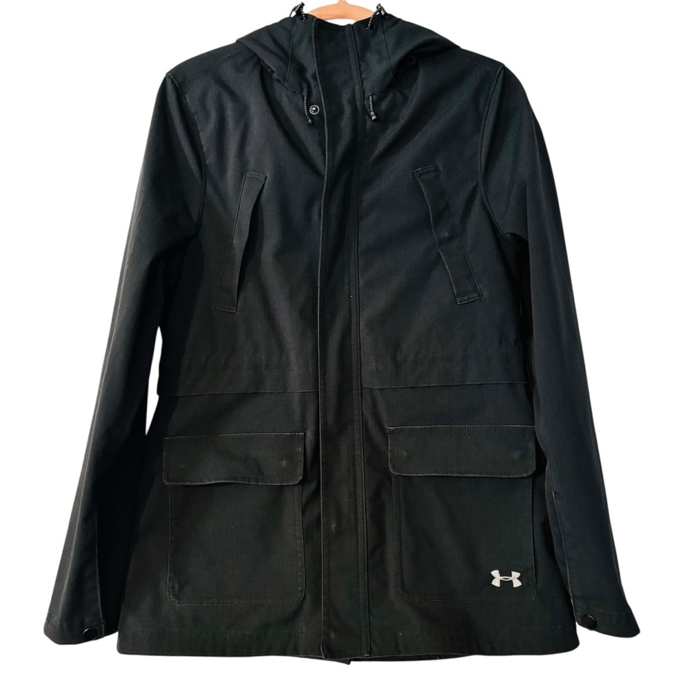 Under Armour Sz S Women’s Black Hooded Utility Jacket with Front Pockets